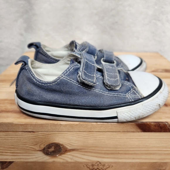SOLD 🌟 Converse Toddler Blue Denim Double Strap Low Top Unisex Sneakers Size 8 - Picture 6 of 11